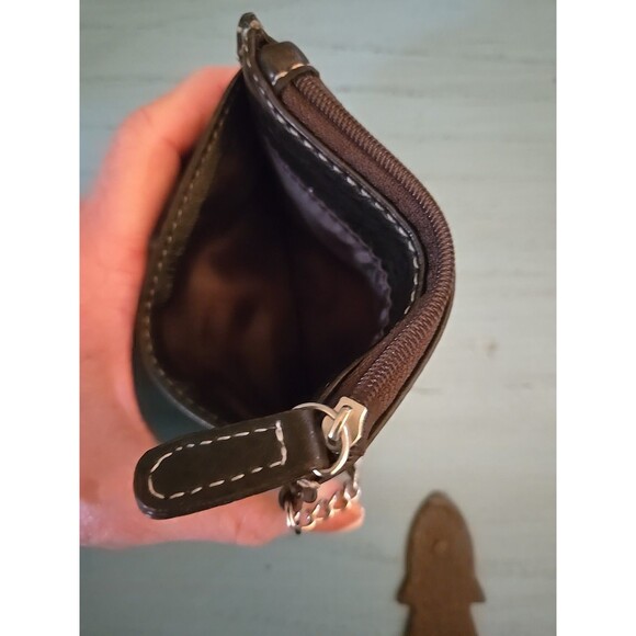 Skinny ID Case Wallet Key Chain Mini Brown Leather Women's Croft & Barrow Money - Picture 4 of 4